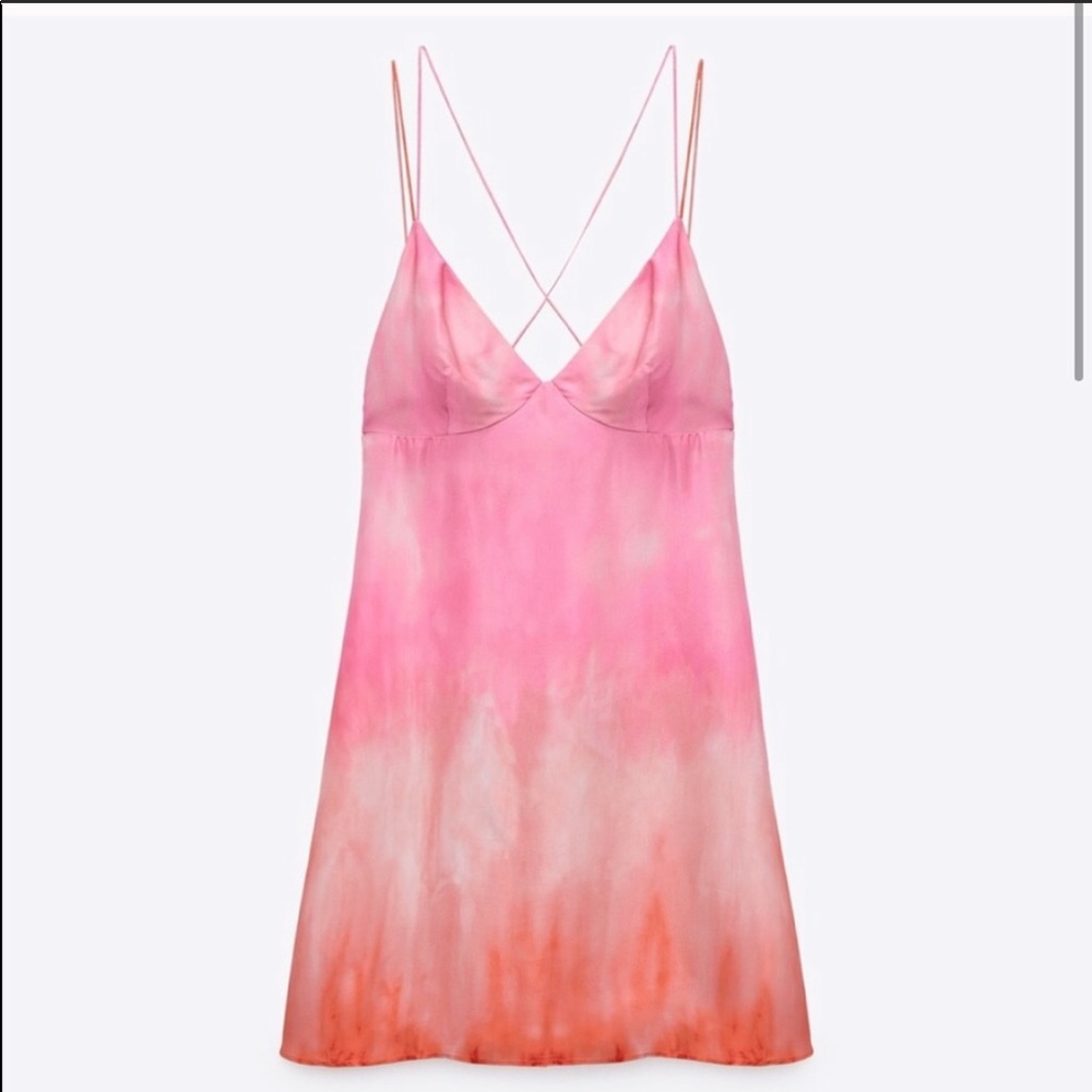 NWT pink/orange tie dye ZARA dress